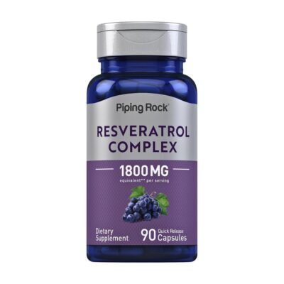 Piping Rock Ultra Potent Resveratrol Complex  For Antioxidant Function, Cardiovascular Support, Well Aging,    90 Capsules    Exp: 10/2028
