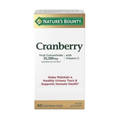 Nature's Bounty Cranberry Concentrate With Vitamin C, 25200MG. Antioxidant Support For Skin, Immune, Urinary Health & Inflamm-aging,  60 Softgels                                                                      Exp:  05/2027