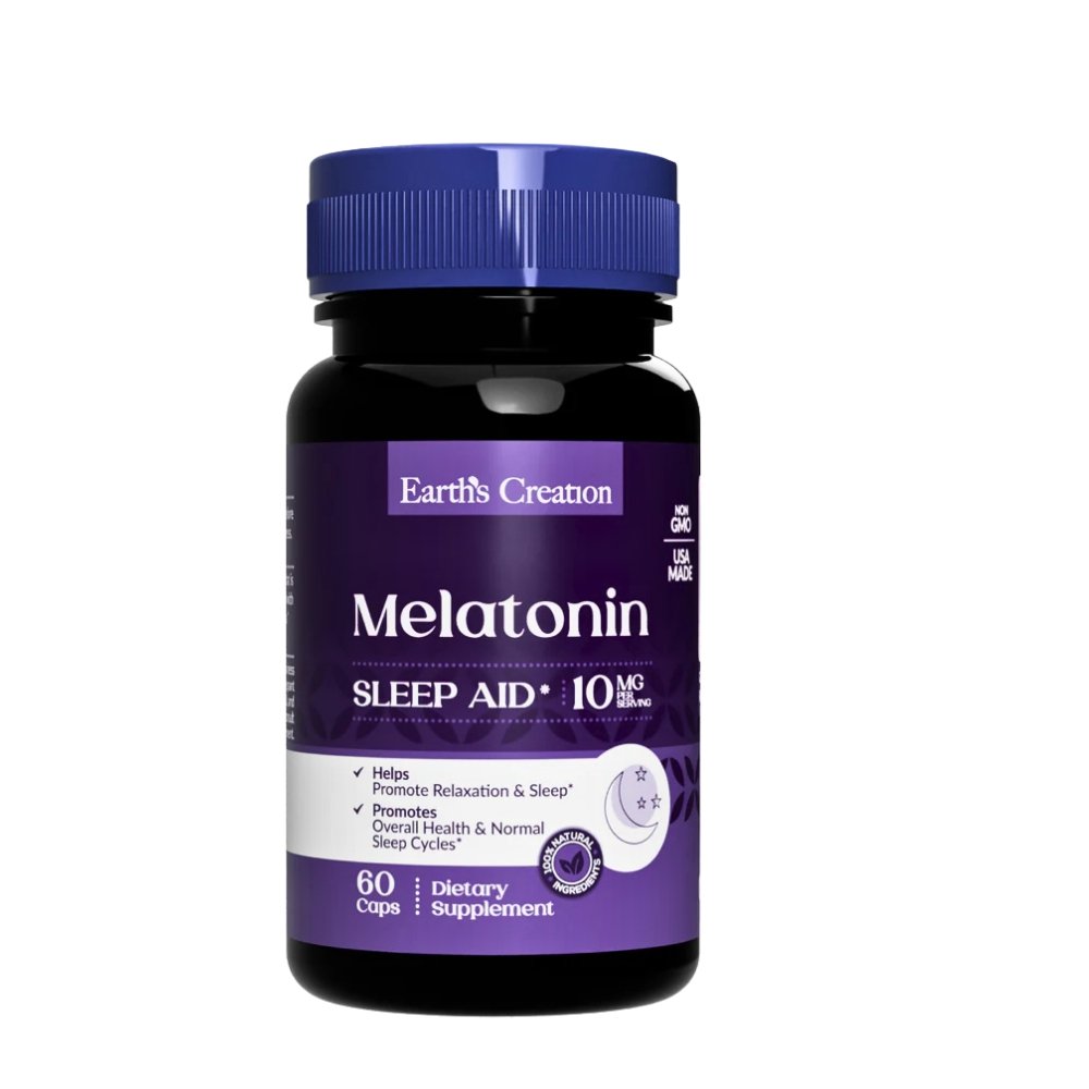 Earth's Creation Melatonin 10mg Sleep Aid for Adults, 60 Capsules Exp: 05/2028