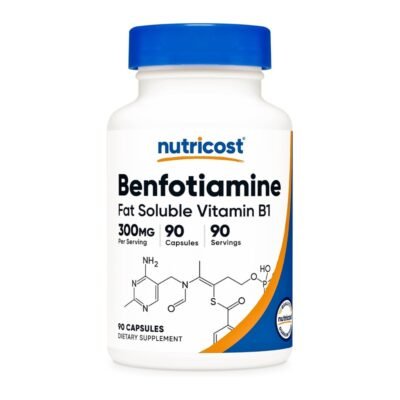 Nutricost Benfotiamine 300mg, Fat Soluble, Bioavailable,  Activated Form Of Thiamine (Vitamin B1), For Nerve Health, Energy, Cardiovascular Support. - 90 Capsules       |3 Months Supply|                                                             Exp: 10/2029