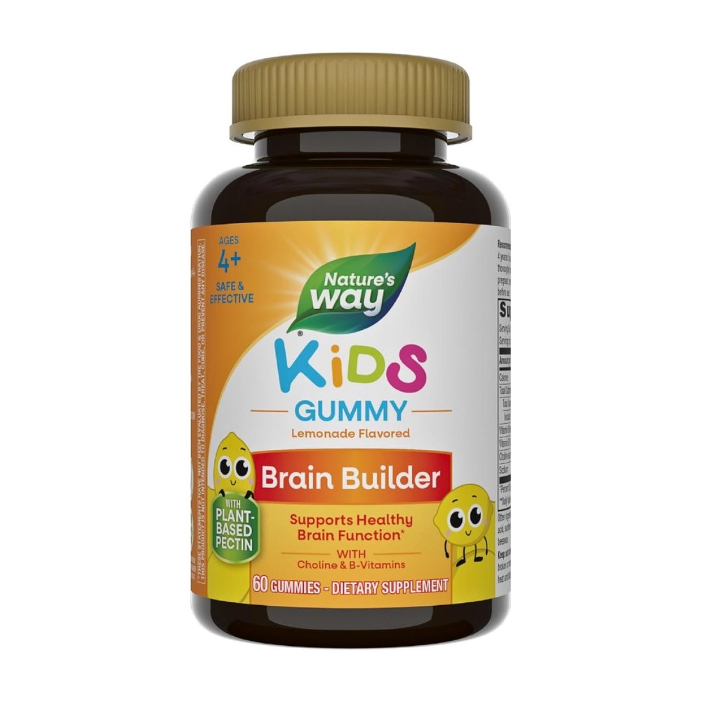 Nature's Way Kids Brain Supplement With Choline, B6 & B12. Supports Healthy Brain Function, Lemonade Flavour, 60 Gummies. Exp: 10/2027
