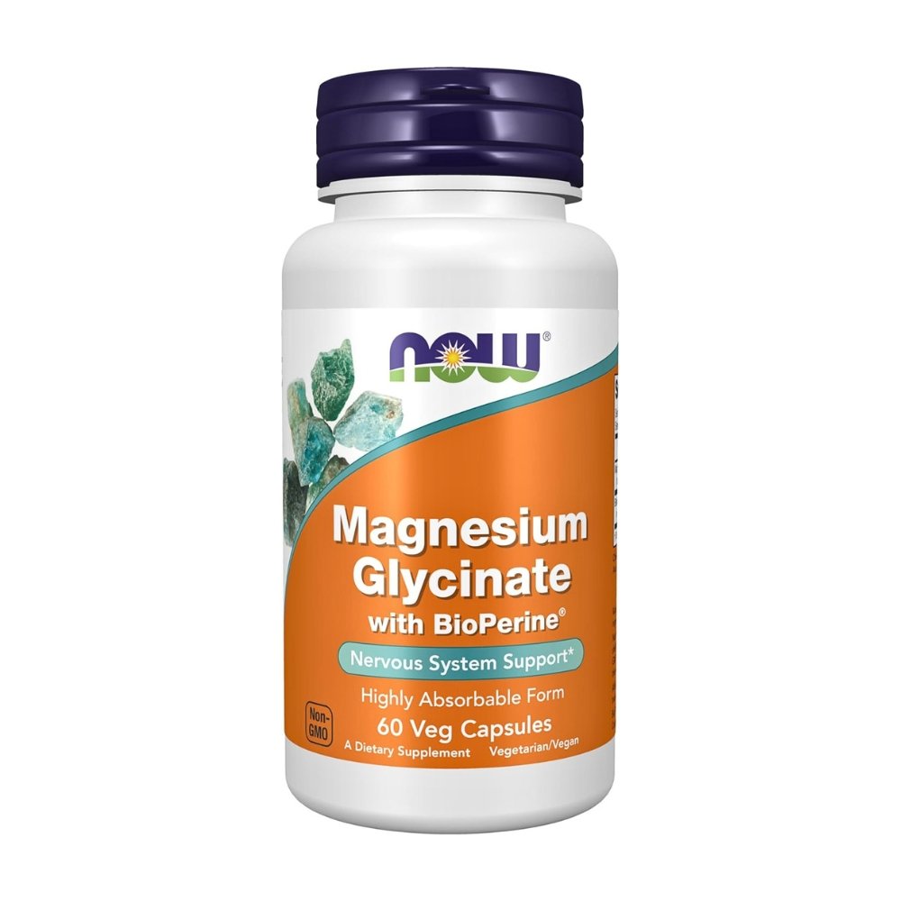 Now Foods Magnesium Glycinate With Bioperine, 200MG. For Blood Pressure Control, Restful Sleep, Bone Health, 60 Capsules. Exp: 01/2028