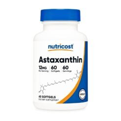 Nutricost Astaxanthin, 12MG.  Detoxification, Antioxidant Support for Eye, Skin, Heart.  60 Softgels.  |3 Months Supply|   Exp: 04/2029