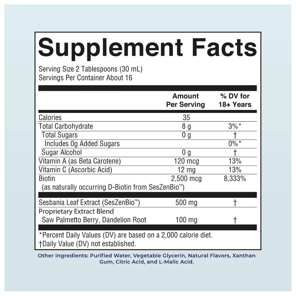 Mary Ruth's Daily Liquid Hair Formula With 500 mg SesZenBio™, Biotin, Vitamin C. For Thicker, Stronger Hair for Women | Hair, Skin, & Nail Health | Collagen Production. Sugar Free, 480mls Exp: 01/2028 - Image 2