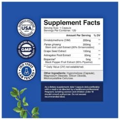 Alternative view of Natures Craft Diindolylmethane (DIM) Plus BioPerine, Ginseng & Grapeseed, 300MG. Support For Healthy Estrogen Balance & Wellness.       120 Capsules                             Exp: 07/2028