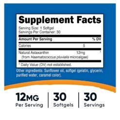 Alternative view of Nutricost Astaxanthin 12mg. Potent Antioxidant For Skin Health, Eye Protection, Inflammation   30 Softgels   Exp: 01/2029