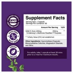 Alternative view of Nature's Craft S-Adenosyl Methionine Sam-E 200MG. Methyl Donor, For Natural Mood Boost,  Athritic Pain Relief & Liver Detox.  60 Count, |2 Months Supply|                      Exp: 05/2027