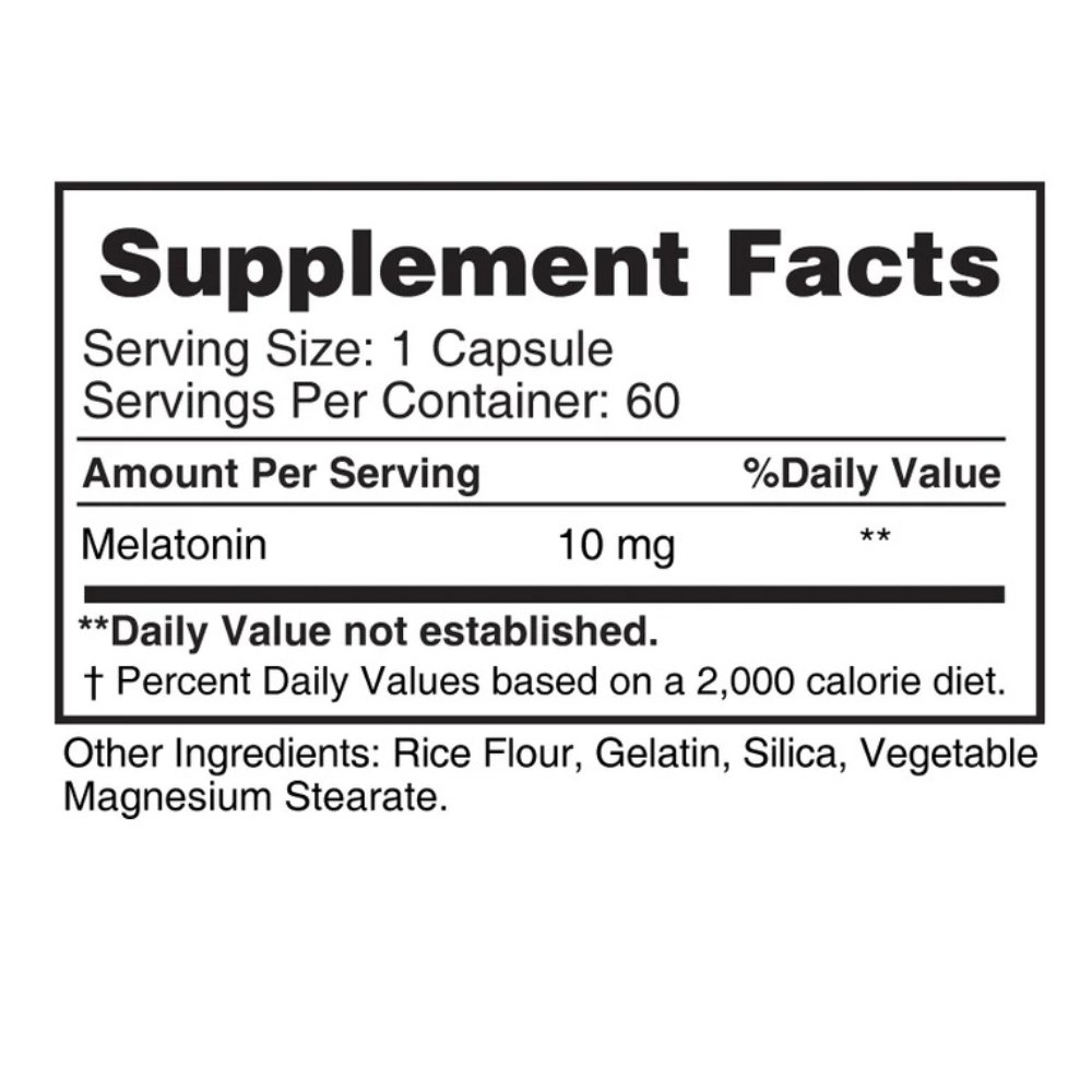 Earth's Creation Melatonin 10mg Sleep Aid for Adults, 60 Capsules Exp: 05/2028 - Image 2