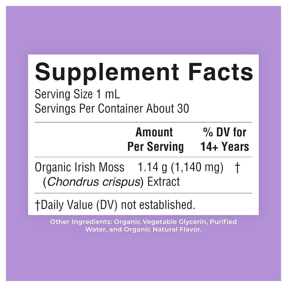 Mary Ruth's Organic, Wild Harvested Irish Sea Moss Liquid Drops. Nature’s Superfood With Antioxidants, Vitamins, Minerals For Adults & Kids Ages 14+, Unflavored 30mls Exp: 12/2027 - Image 2