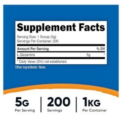 Alternative view of Nutricost L-Glutamine 5G. For Muscle Recovery, Endurance, Improved Performance, Immune & Gut Health, 1000G Powder    Exp: 02/2029