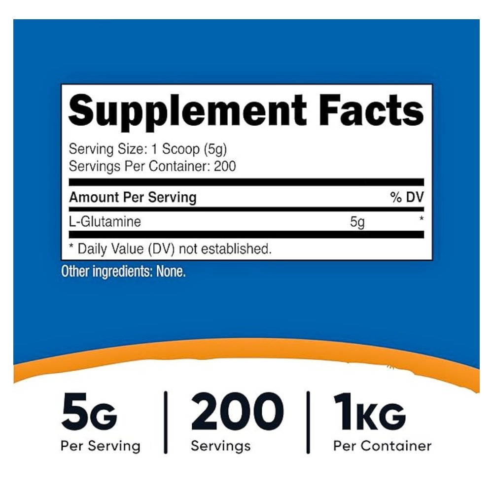 Nutricost L-Glutamine 5G. For Muscle Recovery, Endurance, Improved Performance, Immune & Gut Health, 1000G Powder Exp: 02/2029 - Image 2