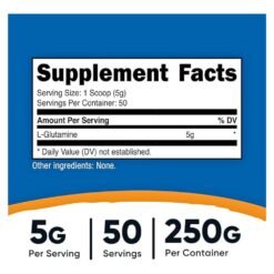 Alternative view of Nutricost l-Glutamine 5G. For Muscle Recovery, Endurance, Improved Performance, Immune & Gut Health, 250G Powder    Exp: 02/2029