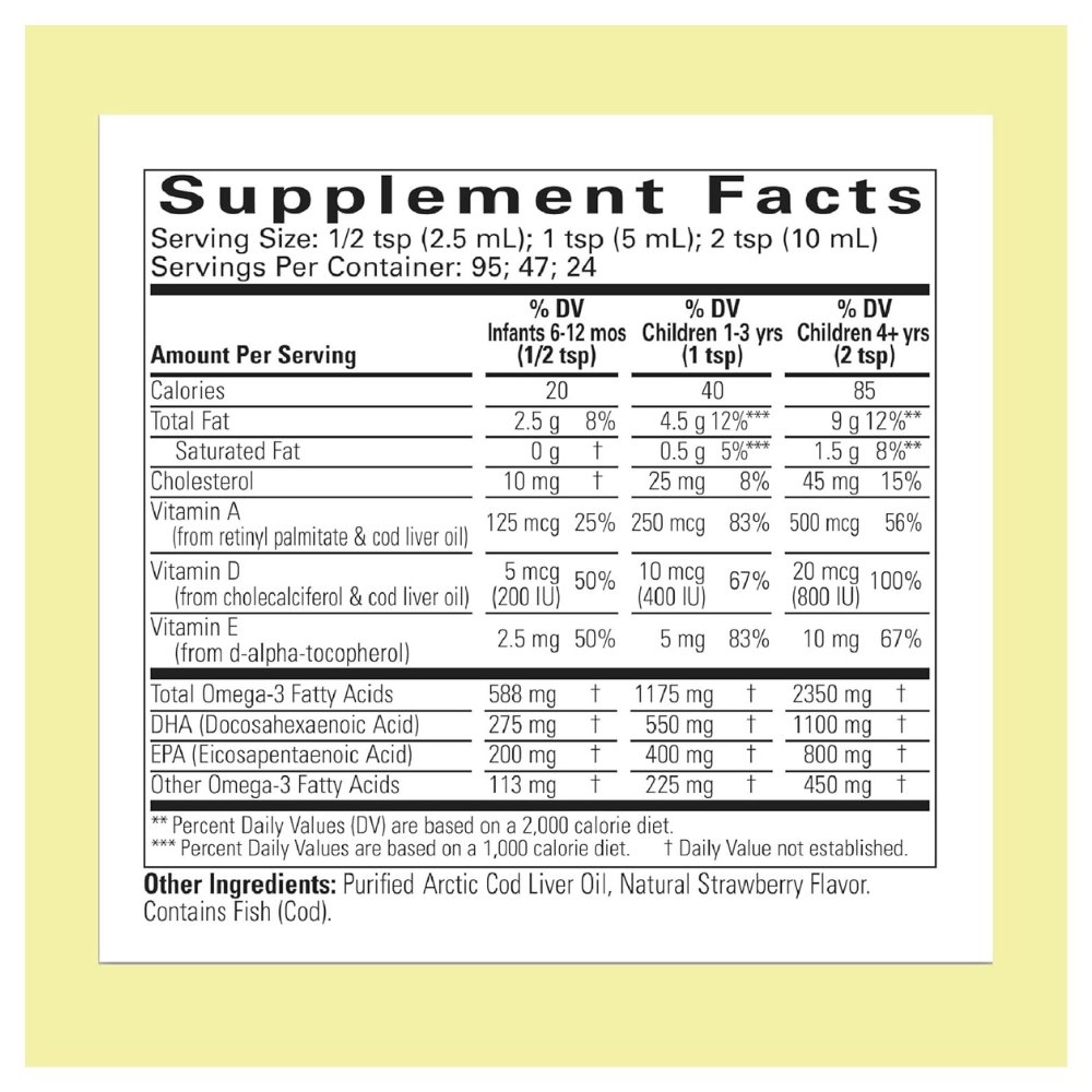 ChildLife Essentials Cod Liver Fish Oil With DHA, EPA, Omega-3 Fatty Acid For Kids. From Babies 6+ Months, For Brain Development, Immunity- Strawberry Flavor, 8 fl oz Exp: - Image 2