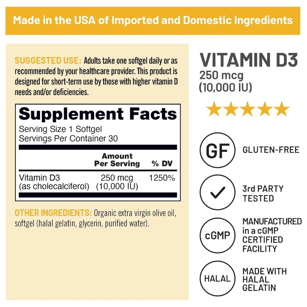 Naturewise Vitamin D3, 4,000IU. For Immune, Bone Support, Healthy Muscle Function, Overall Wellness, 30 Softgels Exp: - Image 2