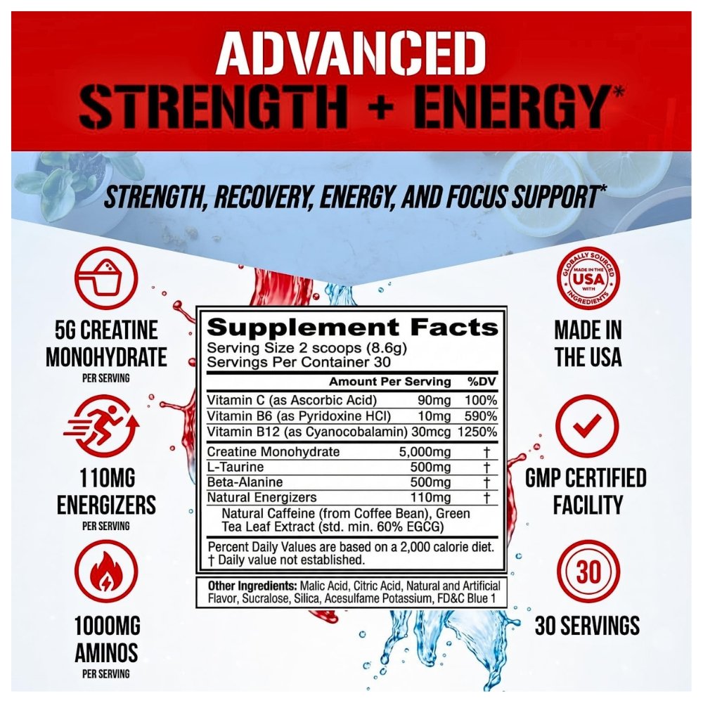 Evlution Nutrition Creatine Extra Energy With Vitamins B6, B12, C, Taurine & Amino Acids. Supports Muscle Growth, Boosts Energy, Endurance & Cognition , 30 Servings Exp: 12/2027 - Image 2