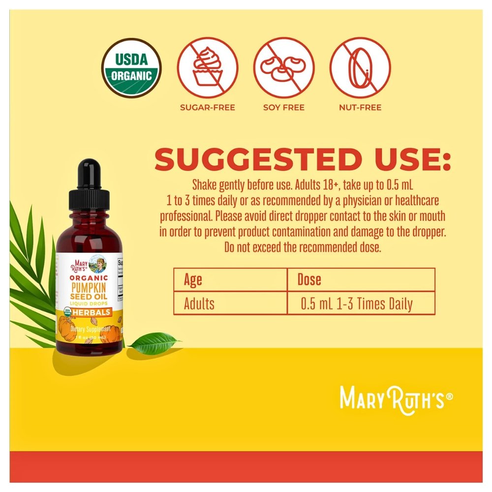 Mary Ruth's Organics Cold Pressed Pumpkin Seed Oil Liquid Drops For Men & Women. Support For Hair Growth, Urinary Health, Skin, Sugar Free, 30mls Exp: 12/2028 - Image 3