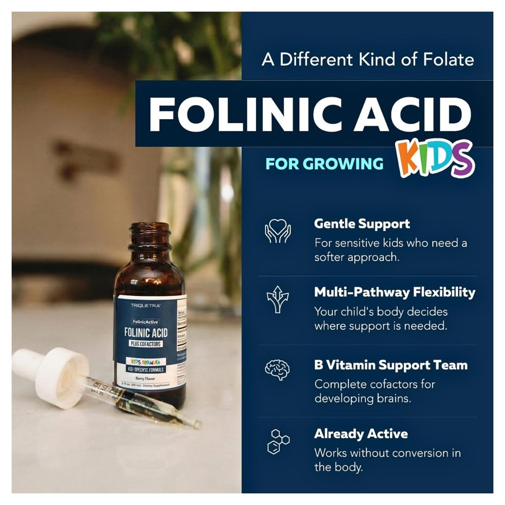Triquetra Folinic Acid, Biologically Active Form of Folate, B2, B6 B12,1360mcg. Supports Speech, Focus, Behaviour, Heart, Brain Health & Energy --60 mls Exp:11/27 - Image 3