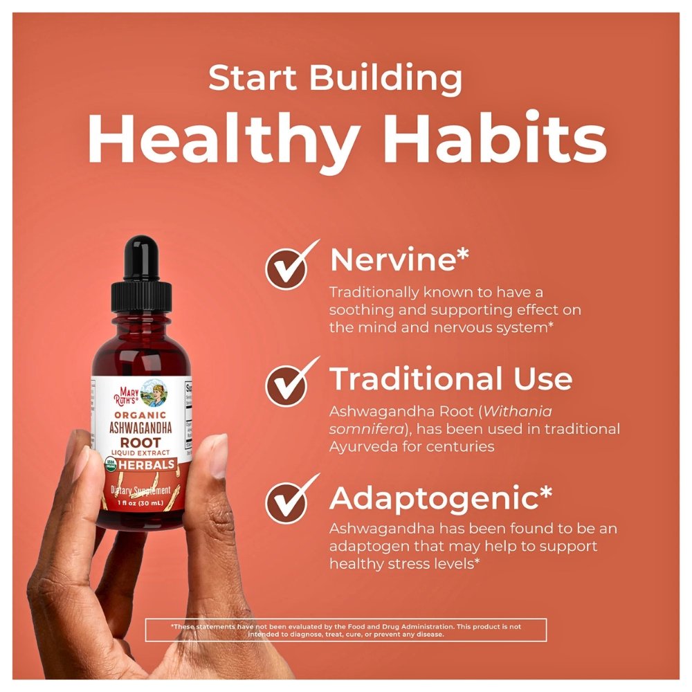 Mary Ruth's Organics Ashwagandha Adaptogenic Root Liquid Drops. For Stress Relief, Natural Calm, Relaxation & Mood. 30mls Exp: - Image 4