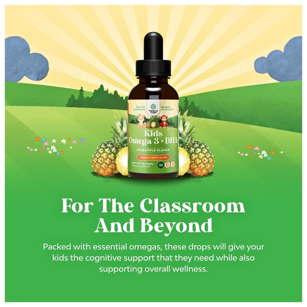 Nature's Craft Children’s DHA, Omega-3 with EPA DHA & ALA. For Brain, Eyes, Nerve Development & Focus Support, Pineapple Flavour. 60mls Exp: 04/2028 - Image 4