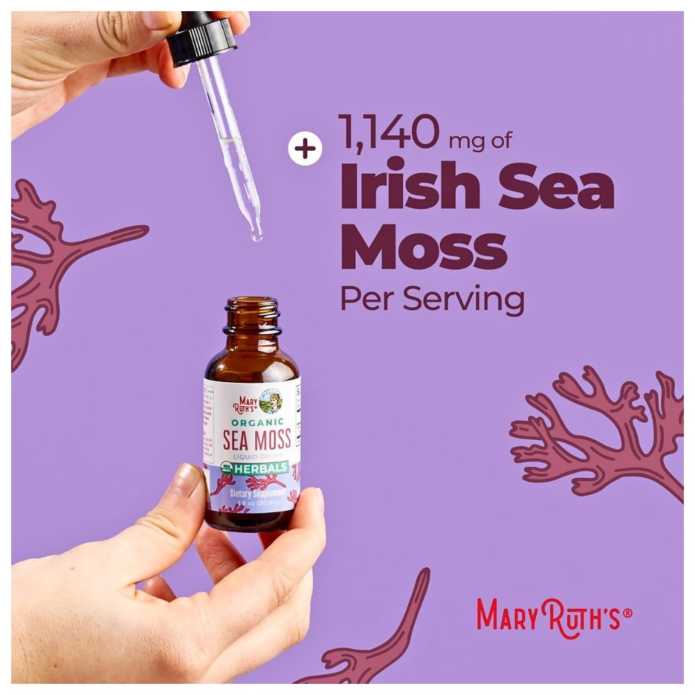 Mary Ruth's Organic, Wild Harvested Irish Sea Moss Liquid Drops. Nature’s Superfood With Antioxidants, Vitamins, Minerals For Adults & Kids Ages 14+, Unflavored 30mls Exp: 12/2027 - Image 4