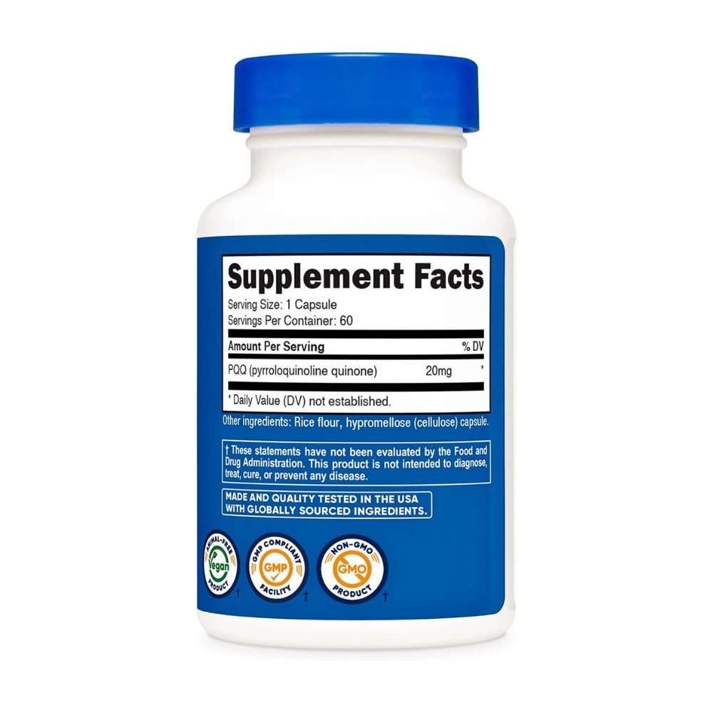 Nutricost Pyrroloquinoline Quinone, PQQ 20MG. Antioxidant, Antinflammatory, Improves Memory, Focus (Nootropic) & Energy, 60 Capsules Exp: 02/2029 - Image 4
