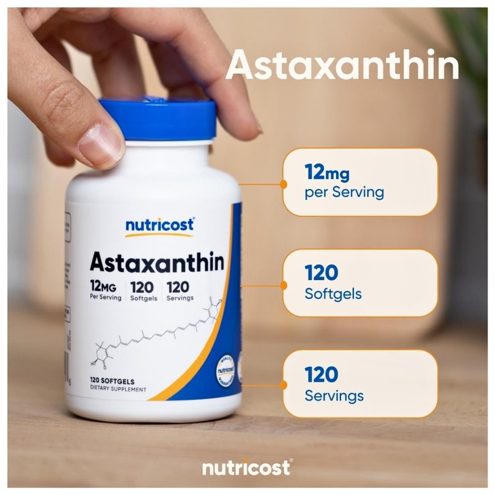 Nutricost Astaxanthin, 12MG. Detoxification, Antioxidant Support for Eye, Skin, Heart. 120 Softgels. |3 Months Supply| Exp: 01/2029 - Image 4