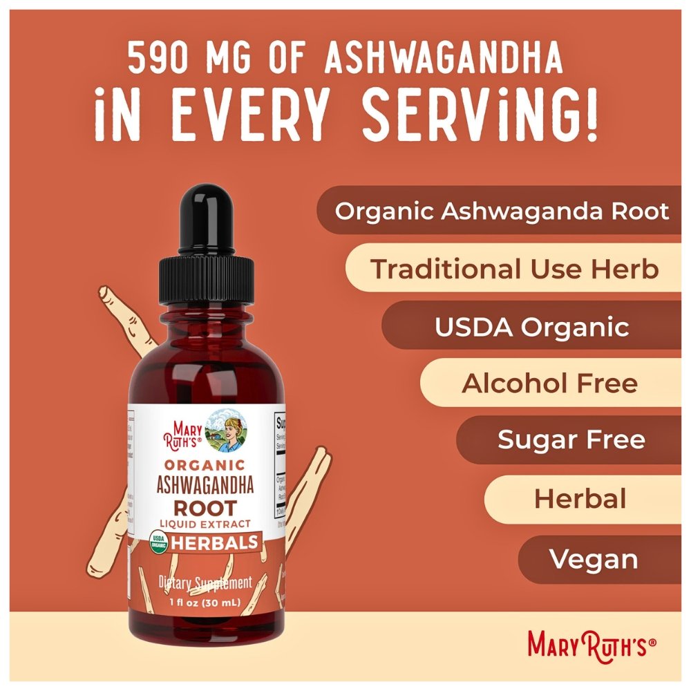 Mary Ruth's Organics Ashwagandha Adaptogenic Root Liquid Drops. For Stress Relief, Natural Calm, Relaxation & Mood. 30mls Exp: - Image 5
