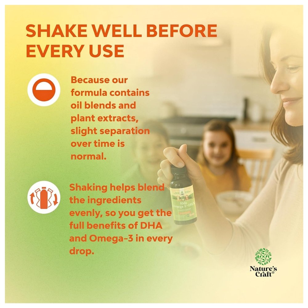 Nature's Craft Children’s DHA, Omega-3 with EPA DHA & ALA. For Brain, Eyes, Nerve Development & Focus Support, Pineapple Flavour. 60mls Exp: 04/2028 - Image 5