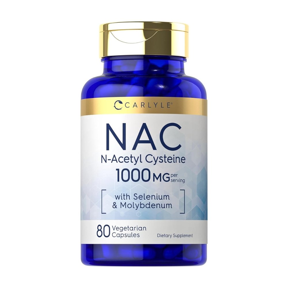 Carlyle N-Acetyl Cysteine (NAC) 1000 mg With Selenium & Molybdenum. For Liver Health Support, Detoxification, Glutathione Boost. 80 Capsules Exp: 03/2029