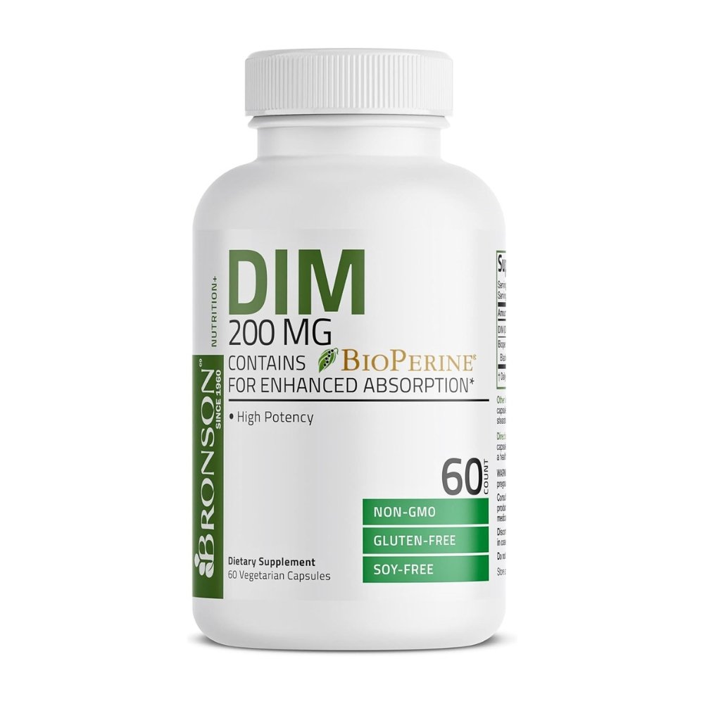 Bronson Diindolylmethane (DIM) Plus BioPerine 200MG. Support For Healthy Estrogen Balance & Wellness. 60 Capsules Exp: 08/2027