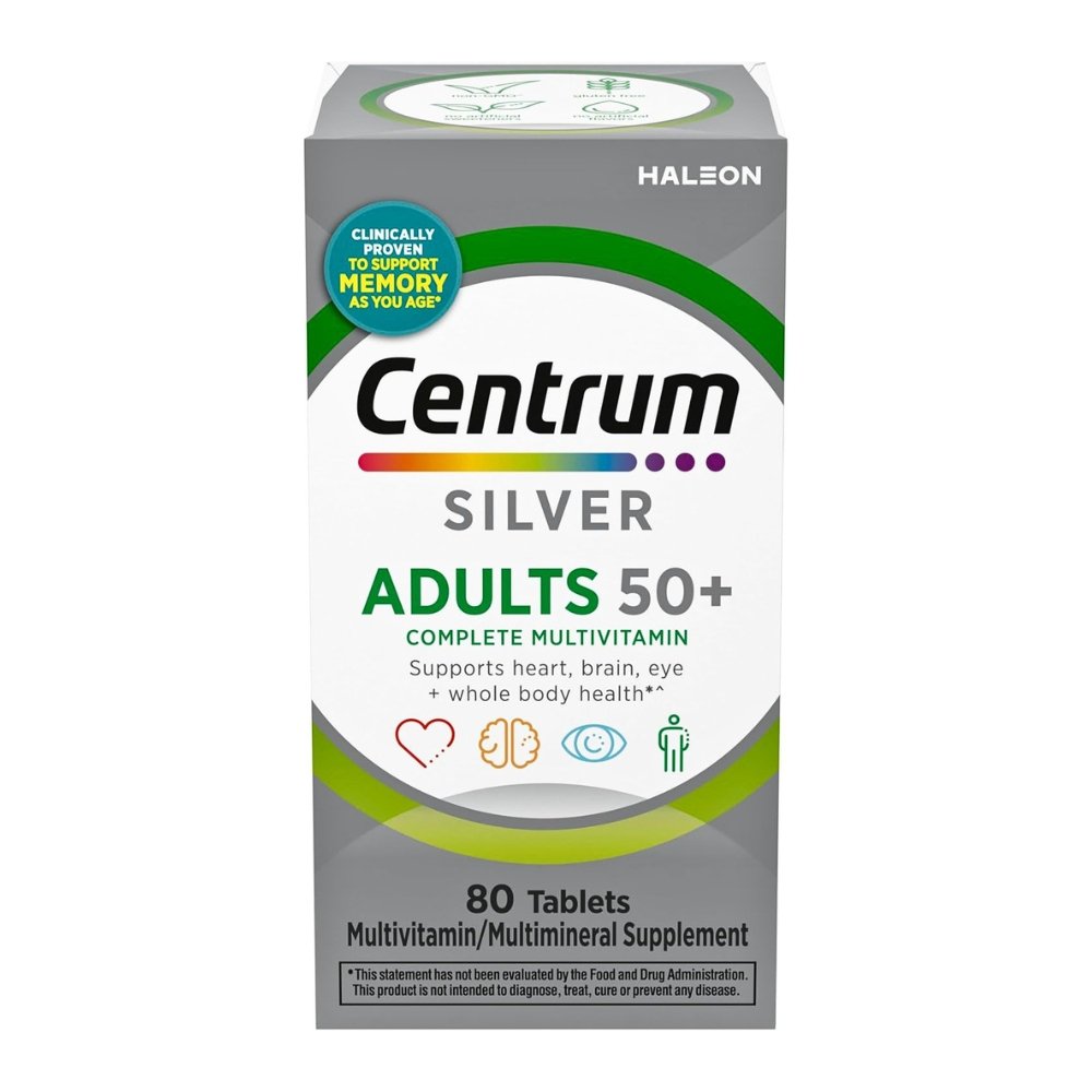 Centrum Silver Multivitamin for Adults 50+, Multivitamin/Multimineral With Vitamin D3, B Vitamins, Calcium & Antioxidants 80 Tablets Exp: 10/2027