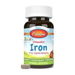 Carlson Kid's Chewable Iron, 15 mg With Superior Absorption Ferrous Glycinate. For Blood Health, Energy Production & Optimal Wellness, Natural Strawberry Flavor, 60 Tablets                  Exp: