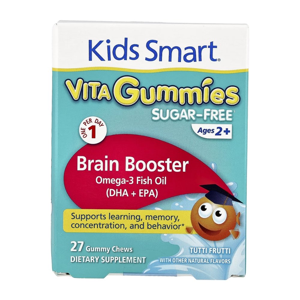 Kids Smart Brain Booster Omega-3 DHA & EPA Gummies For Kids 2+, Sugar Free. Supports Focus, Memory, Learning & Behaviour 27 Gummies Exp: 12/2027