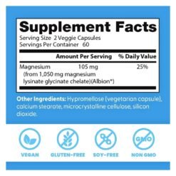 Alternative view of Doctor's Best High Absorption Magnesium Glycinate Lysinate, 105MG. For Blood Pressure Control, Improved Sleep, Bone Health, 120 Capsules                              Exp:  10/2028