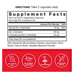 Alternative view of Force Factor Zinc Carnosine, 86mg. For Gut Support, Digestion, Bloating, Healing & Repair,   120 Capsules.  |2Months Supply|       Exp: 11/2028