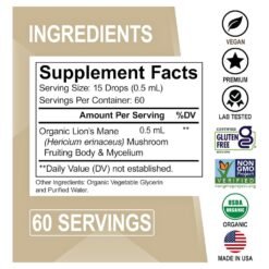 Alternative view of Dr Bo's Organic Lions Mane Mushroom Extract. Nootropic          Exp: 03/2028