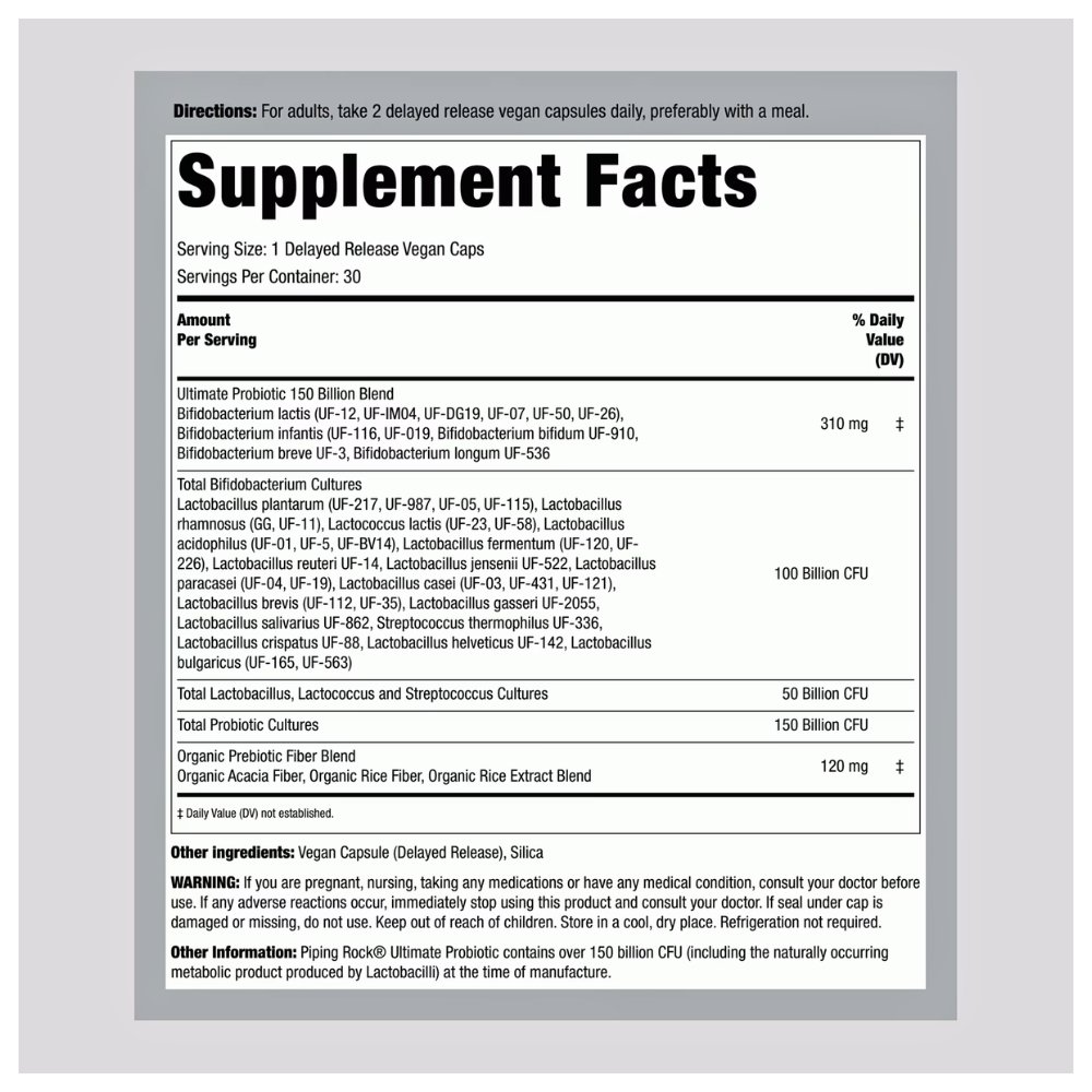 Piping Rock Ultimate Probiotics For Men, 150 Billion CFU. Supports Digestive Health, Microbiome, Colon, & Immune Health, 30 Count Exp: - Image 2
