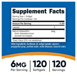 Alternative view of Nutricost Astaxanthin, 6MG.  Detoxification, Antioxidant Support for Eye, Skin, Heart.  120 Softgels.  |4 Months Supply|   Exp: 03/2029