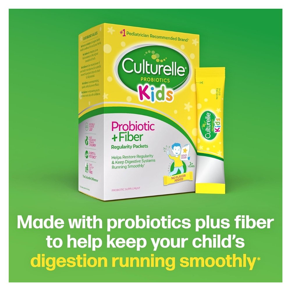Culturelle Kids Probiotics Lactobacillus Rhamnosus, 2.5Billion CFU & Fiber For Ages 3+. For Digestive Health & Immune Support. 24 Packets. Exp 10/2027 - Image 3