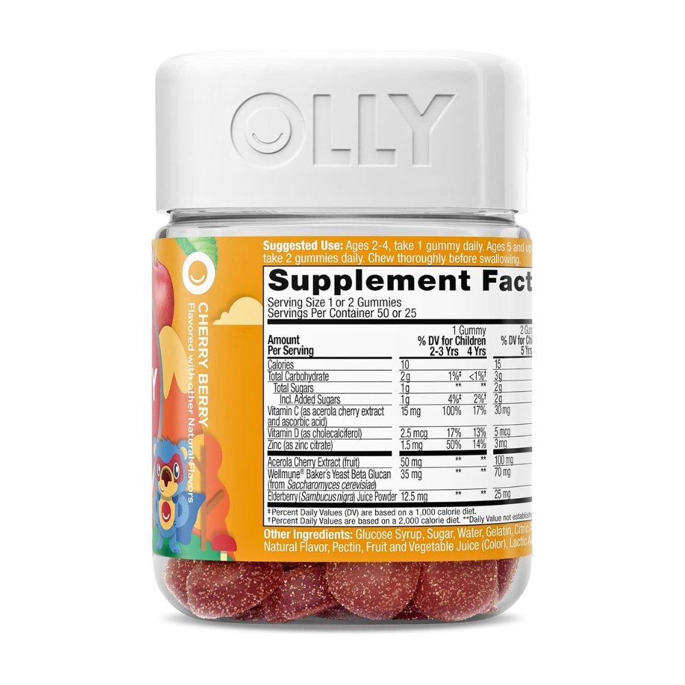 OLLY Immune Support For Kids With Elderberry, Vitamin C, Zinc. Daily Immune Support for Growing Kids. Cherry Flavour- 50 Gummies. Exp - Image 3