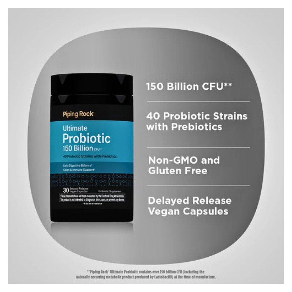 Piping Rock Ultimate Probiotics For Men, 150 Billion CFU. Supports Digestive Health, Microbiome, Colon, & Immune Health, 30 Count Exp: - Image 3