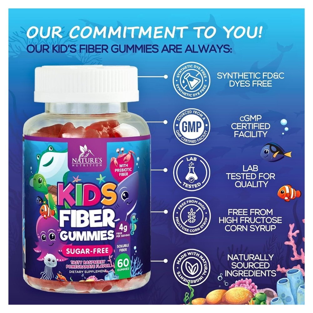 Nature's Nutrition Sugar Free Prebiotic Plant Based Fiber For Kids, 4g. Supports Digestive Health & Regularity - Natural Berry Flavor Chewable . 60 Gummies, Exp: 09/2026 - Image 3