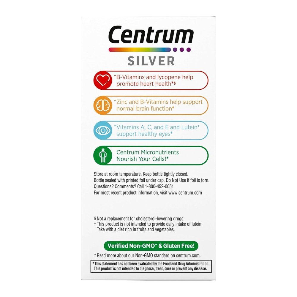 Centrum Silver Multivitamin for Adults 50+, Multivitamin/Multimineral With Vitamin D3, B Vitamins, Calcium & Antioxidants 80 Tablets Exp: 10/2027 - Image 3