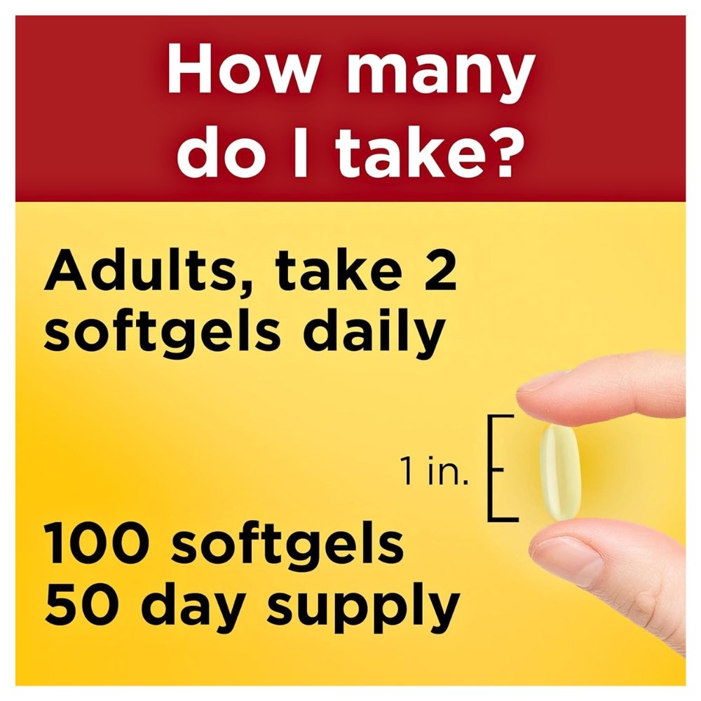 Nature Made Omega 3 Fish Oil, 1200mg. Support For Heart, Brain, Eye & Optimal Wellness, 100 Softgels Exp: 01/2029 - Image 3