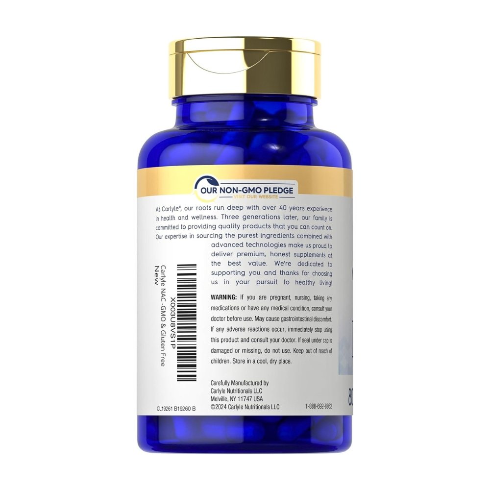 Carlyle N-Acetyl Cysteine (NAC) 1000 mg With Selenium & Molybdenum. For Liver Health Support, Detoxification, Glutathione Boost. 80 Capsules Exp: 03/2029 - Image 4