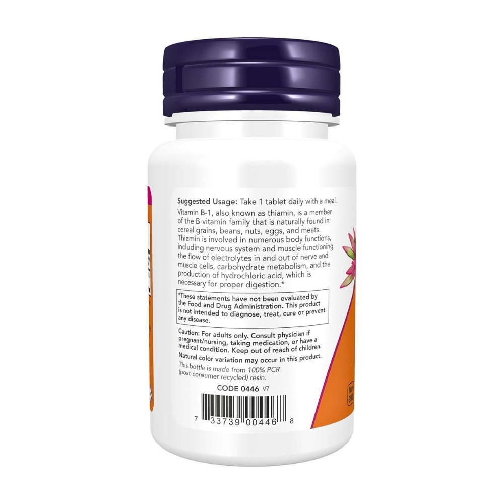 NOW Foods Vitamin B-1 100 mg. For Energy Production, Nervous System Health, 100 Tablets Exp: 04/2031 - Image 4