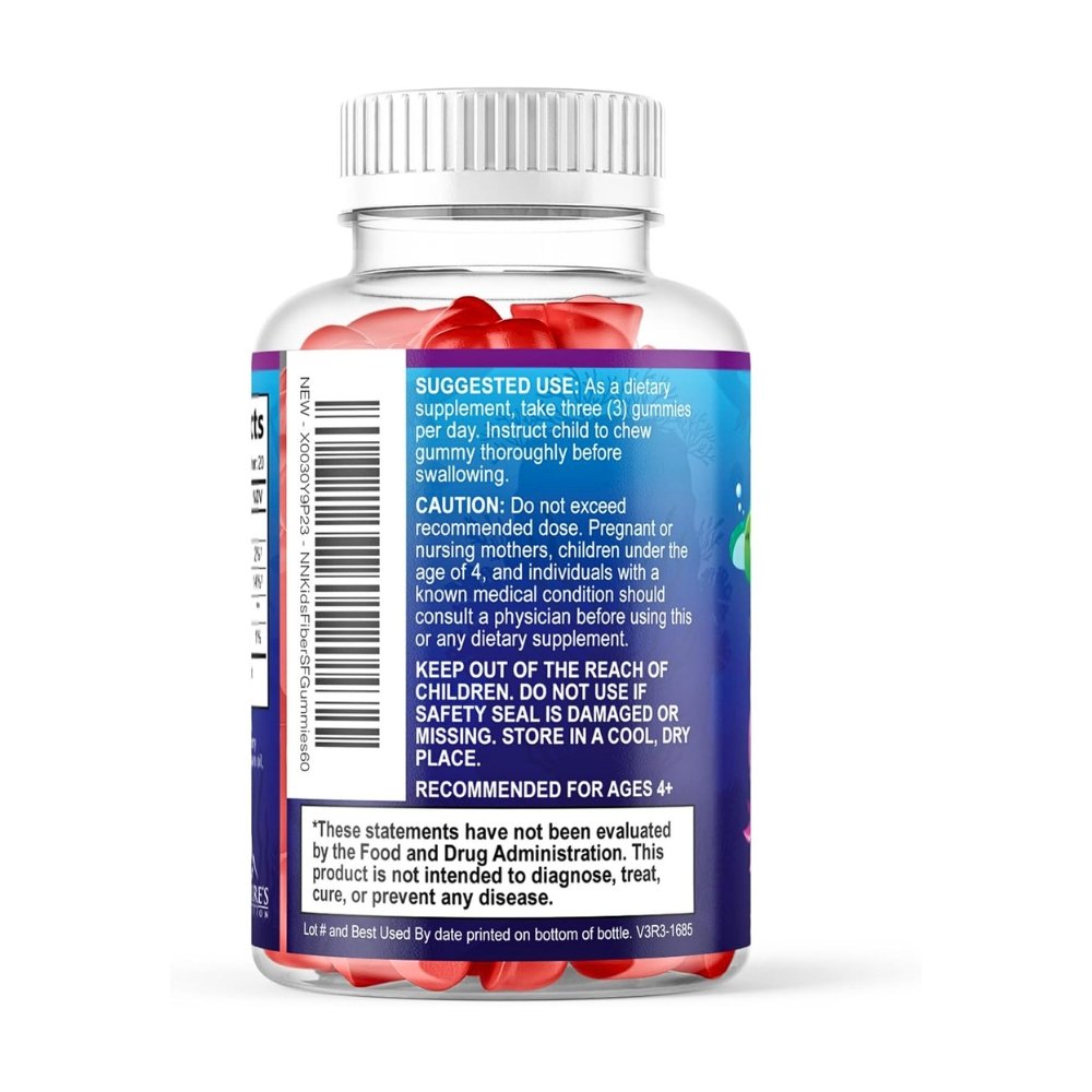 Nature's Nutrition Sugar Free Prebiotic Plant Based Fiber For Kids, 4g. Supports Digestive Health & Regularity - Natural Berry Flavor Chewable . 60 Gummies, Exp: 09/2026 - Image 6