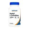 Nutricost Acetyl L-Carnitine 500mg, To Promote Energy Production, Improve Brain Function, Boost Mood & Reduce Tiredness. -  90 Capsules.                                         Exp: