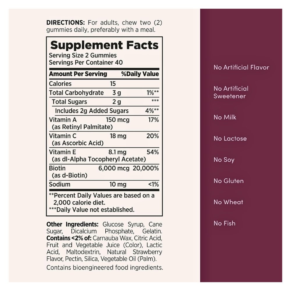 Nature's Bounty Optimal Solutions Hair, Skin & Nails With Biotin & Collagen. For Hair Growth, Skin Care, Nail Growth, 80 Gummies Exp: 06/2027 - Image 2