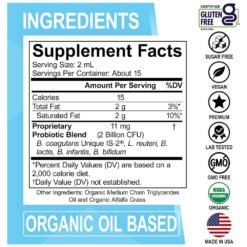 Alternative view of Dr Bo's Organic Probiotic Liquid Drops for kids, Women & Men, 2 Billion CFU. For Digestive Health, Immune Support, Gut Flora  Exp: